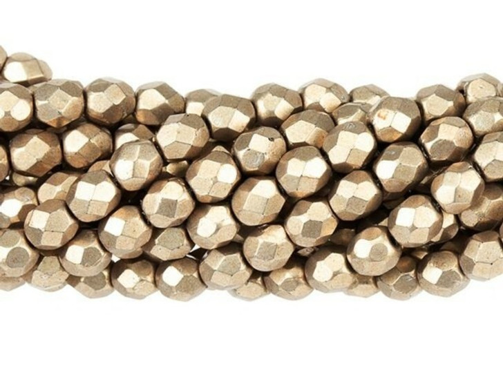 Czech Fire-Polish Bead 4mm ColorTrends Saturated Metallic Hazelnut (50pc Strand)