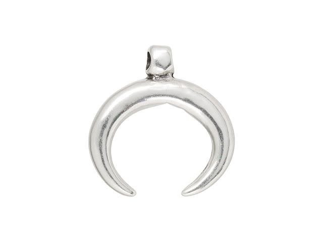 Antiqued Silver-Plated 32mm Double Horn Pendant