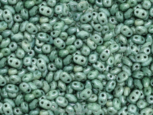 Matubo MiniDuo 2 x 4mm Stone Green Luster 2-Hole Seed Bead, 2.5-Inch Tube