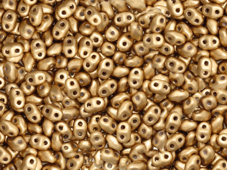 Matubo MiniDuo 2 x 4mm Matte Metallic Flax 2-Hole Seed Bead, 2.5-Inch Tube
