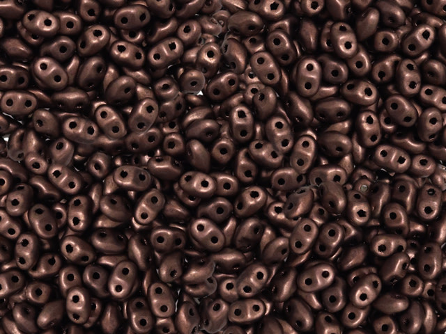 Matubo MiniDuo 2 x 4mm Matte Dark Bronze 2-Hole Seed Bead, 2.5-Inch Tube