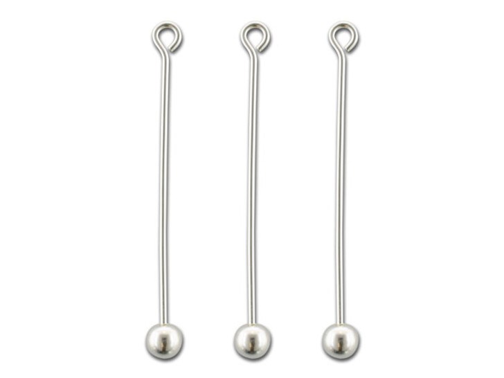 Sterling Silver 22 Gauge 25mm Eyepin with Threaded 3mm Ball