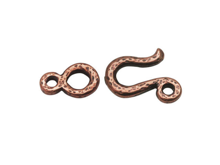 TierraCast Antique Copper-Plated Pewter Hammered Hook and Eye Clasp Set