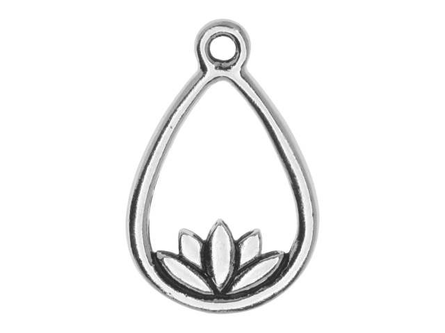 TierraCast Antique Silver-Plated Pewter Lotus Teardrop Charm
