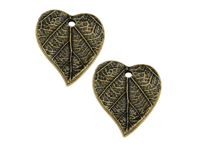 TierraCast Brass Oxide Heart Leaf Charm