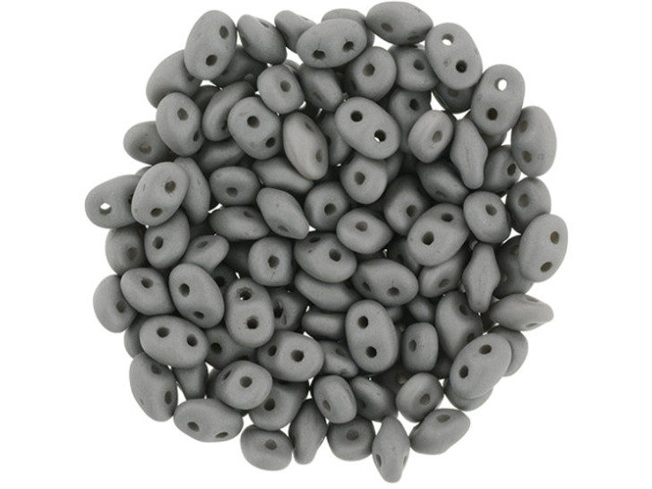 Matubo SuperDuo 2 x 5mm Saturated Gray 2-Hole Seed Bead 2.5-Inch Tube