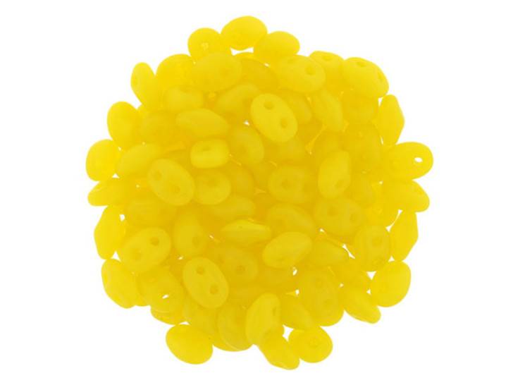 Matubo SuperDuo 2 x 5mm Matte - Milky Yellow 2-Hole Seed Bead 2.5-Inch Tube