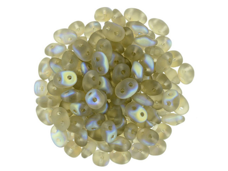 Clearance - Was $3.49 - Matubo SuperDuo 2 x 5mm Matte - Black Diamond AB 2-Hole Seed Bead 2.5-Inch Tube