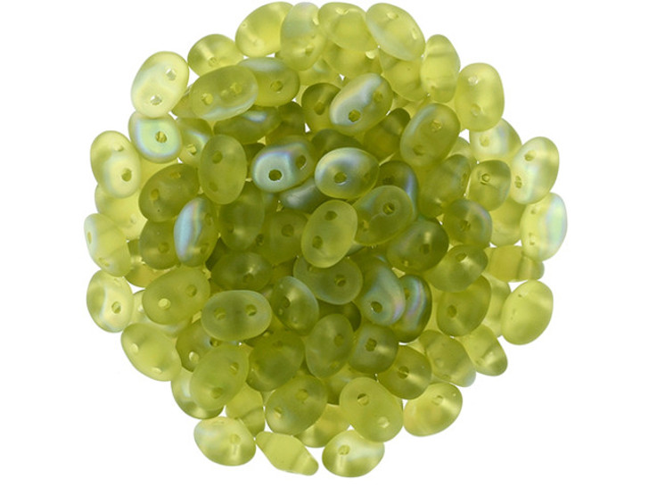 Clearance - Was $3.49 - Matubo SuperDuo 2 x 5mm Matte - Olivine AB 2-Hole Seed Bead 2.5-Inch Tube Clearance - Was $3.49 - Matubo SuperDuo 2 x 5mm Matte - Olivine AB 2-Hole Seed Bead 2.5-Inch Tube