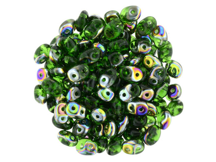 Clearance - Was $3.49 - Matubo SuperDuo 2 x 5mm Green - Vitral 2-Hole Seed Bead 2.5-Inch Tube