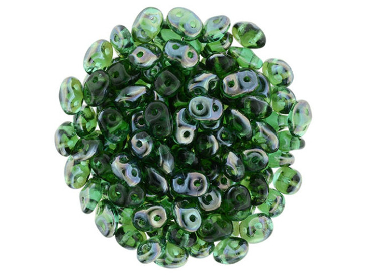Clearance - Was $3.49 - Matubo SuperDuo 2 x 5mm Emerald - Celsian 2-Hole Seed Bead 2.5-Inch Tube