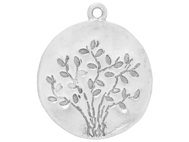 Artbeads Sterling Silver Disc with Etched Tree Design Pendant