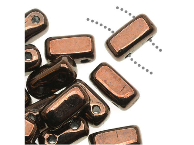 CzechMates Glass 3x6mm Dark Bronze 2-Hole Brick Bead (50pc strand)