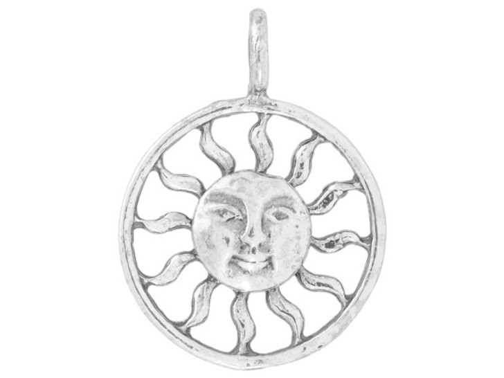Artbeads Sterling Silver Sun Wheel with Face Pendant