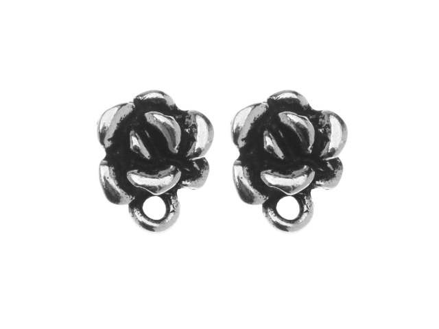 TierraCast Antique Silver-Plated Pewter Succulent Post Earring (1 Pair)