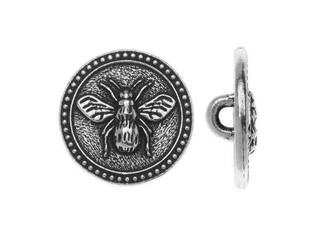 TierraCast Antique Silver-Plated Pewter Bee Button