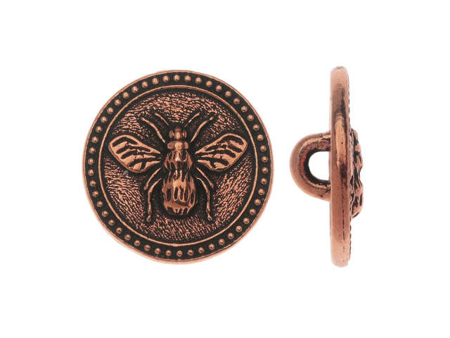 TierraCast Antique Copper-Plated Pewter Bee Button