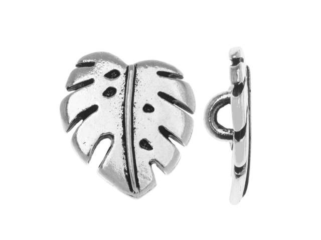 TierraCast Antique Silver-Plated Pewter Monstera Button