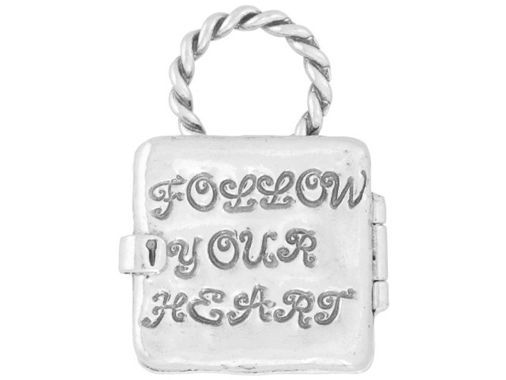 Artbeads Sterling Silver Square Follow Your Heart Message Locket