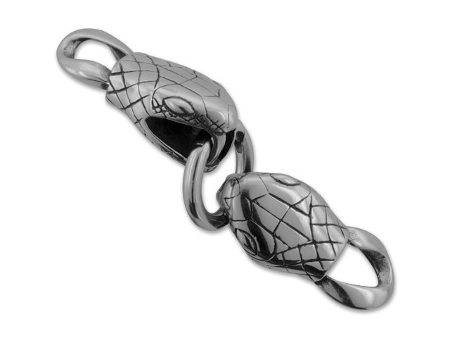 Stainless Steel 34 x 15mm/18mm Antique Silver Snake Head Clasp