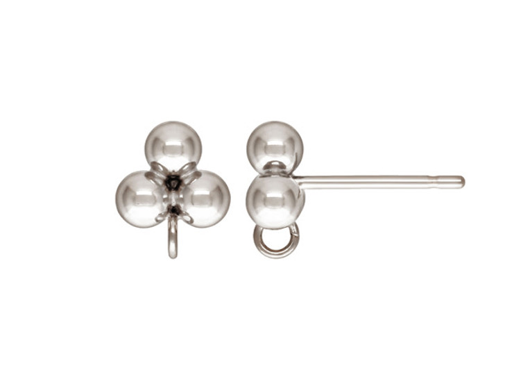 Quality Gold Sterling Silver Polished 3-Strand Ball Dangle Post Earrings |  Chiccarines Diamonds & Jewelry