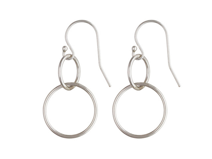 Sterling Silver Ball End Ear Wire with Interlocking Rings with Anti-Tarnish Finish (1 Pair)