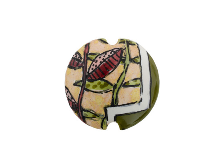 Damyanah Studio Green Zig Zag Lentil Bead Damyanah Studio Green Zig Zag Lentil Bead