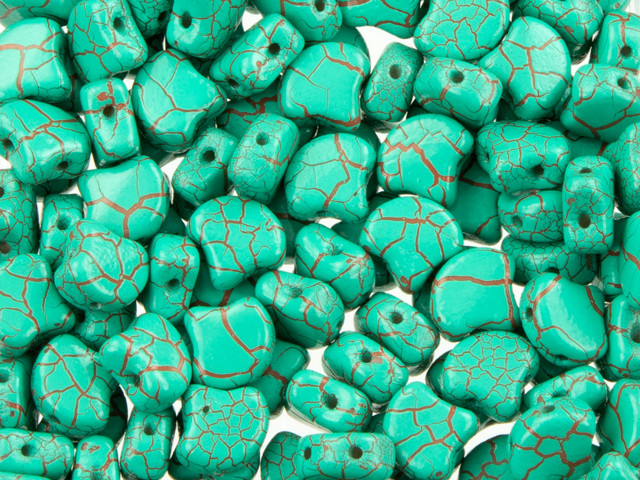 Matubo 2-Hole Ionic Turquoise Green/Brown Ginkgo Leaf Bead 2.5-Inch Tube