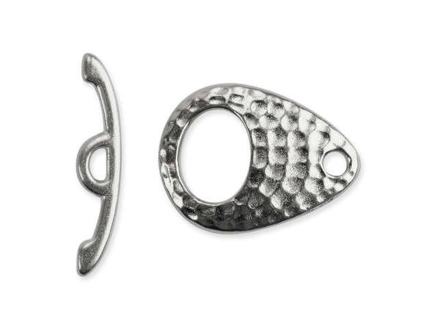 TierraCast White-Bronze-Plated Hammered Ellipse Toggle Clasp