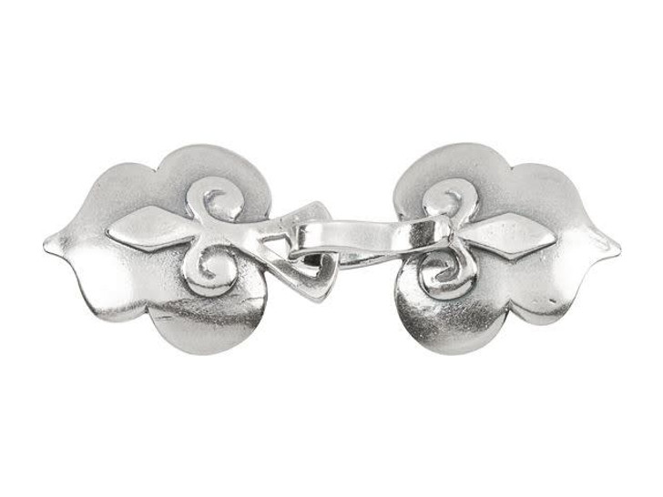 B&B Benbassat Antique Silver-Plated Brass Fleur de Lis Hook and Eye Clasp Set B&B Benbassat Antique Silver-Plated Brass Fleur de Lis Hook and Eye Clasp Set