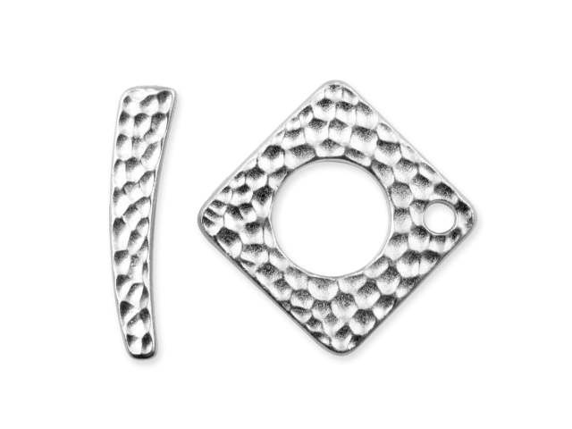 TierraCast White-Bronze-Plated Hammered Square Toggle Clasp