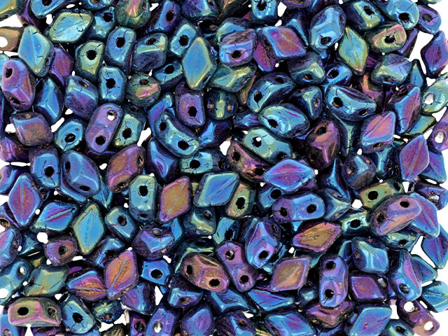 Matubo MiniGemDuo 6 x 4mm Iris - Blue 2-Hole Bead 2.5-Inch Tube