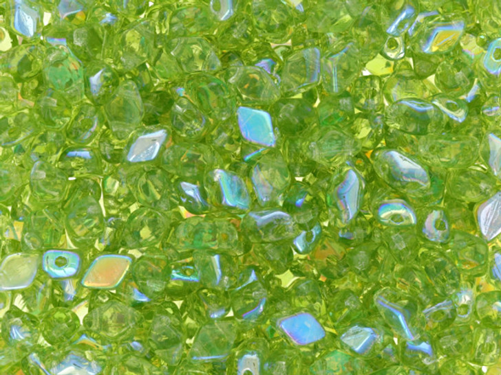 Clearance - Was $3.59 - Matubo MiniGemDuo 6 x 4mm Olivine AB 2-Hole Bead 2.5-Inch Tube