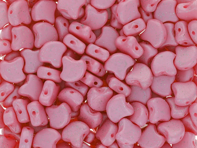 Matubo 2-Hole Stardance Flamingo Pink Ginkgo Leaf Bead 2.5-Inch Tube