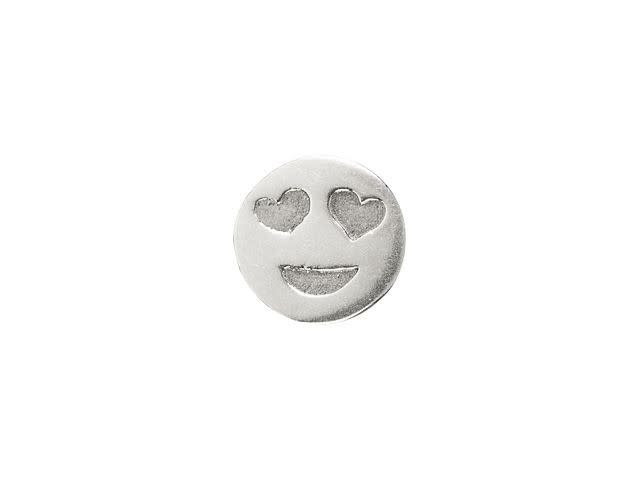 B&B Benbassat Antique Silver-Plated Brass Love Face Emoji Slider Bead
