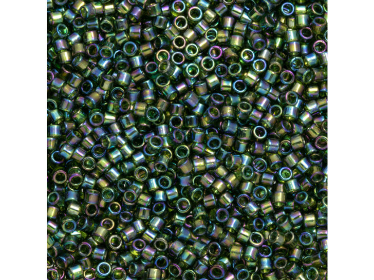 TOHO Aiko 11/0 Transparent Olivine Rainbow Precision Cylinder Seed Beads, 4g Pack