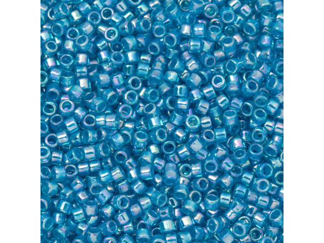 TOHO Aiko 11/0 White-Lined Aqua Rainbow Precision Cylinder Seed