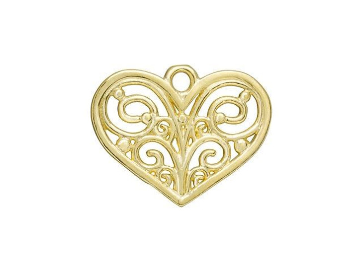 B&B Benbassat Brass Filigree Heart Pendant