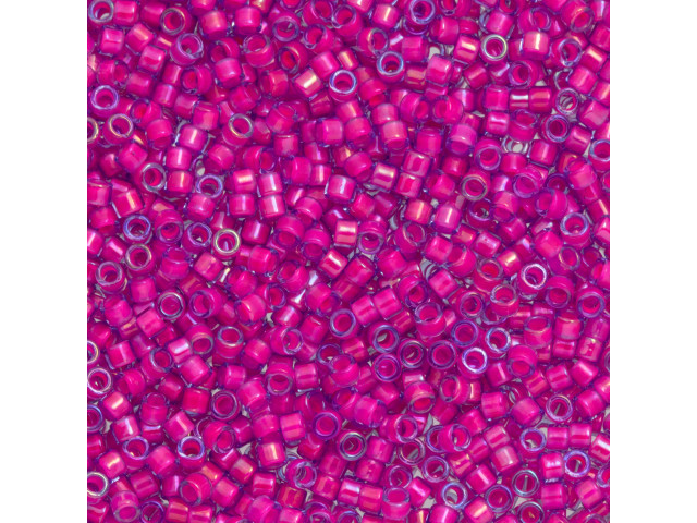 TOHO Aiko 11/0 Luminous Neon Pink-Lined Light Sapphire Precision Cylinder Seed Beads, 4g Pack