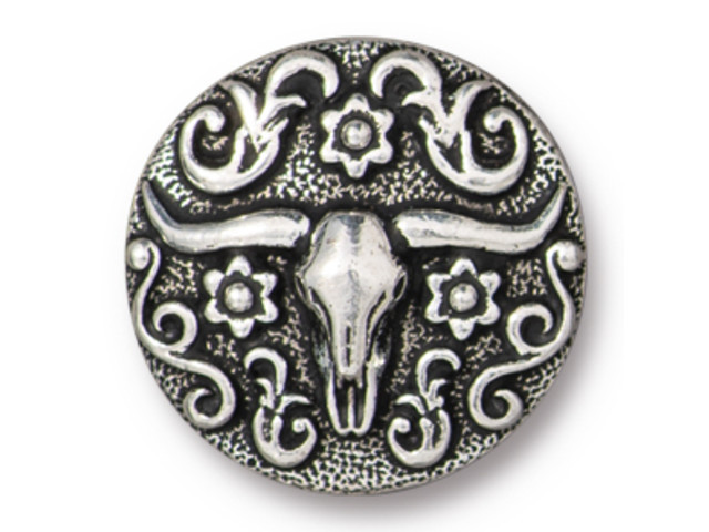 TierraCast Antique Silver-Plated Longhorn Button