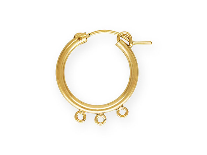 Gold-Filled 14K/20 2.3 x 19.0mm Eurowire Hoop Earrings with 3 Open Rings (1 Pair)