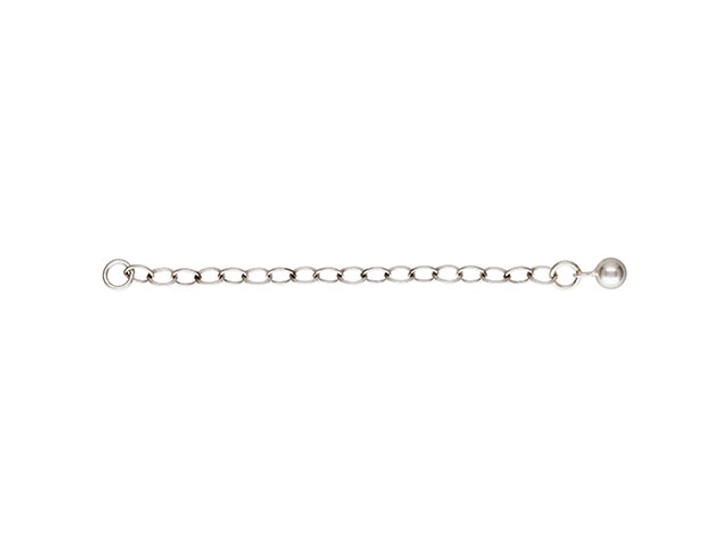 Sterling Silver 2-Inch Cable Chain Extender with 4.0mm Bead and Anti-Tarnish Finish