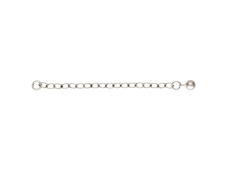 Sterling Silver 2-Inch Cable Chain Extender with 4.0mm Bead and  Anti-Tarnish Finish 