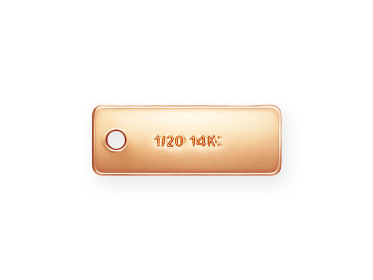 Clearance - Was $1.69 - Rose Gold-Filled 14K/20 8 x 3mm Rectangle Quality Tag with  0.8mm Hole