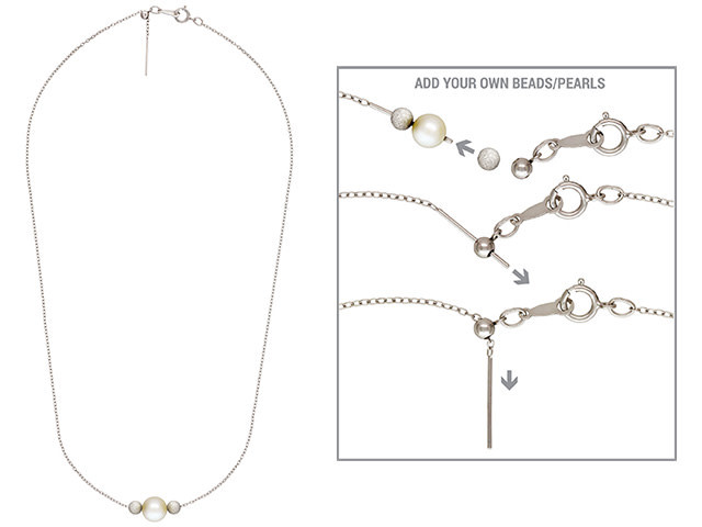 Sterling Silver 22-Inch Add-A-Bead Cable Chain Necklace with Anti-Tarnish Finish