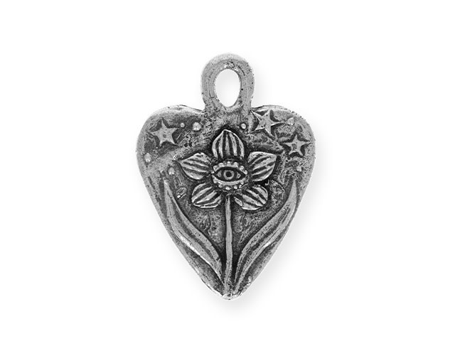 Green Girl Studios Pewter Dragon Moth Flower Pendant