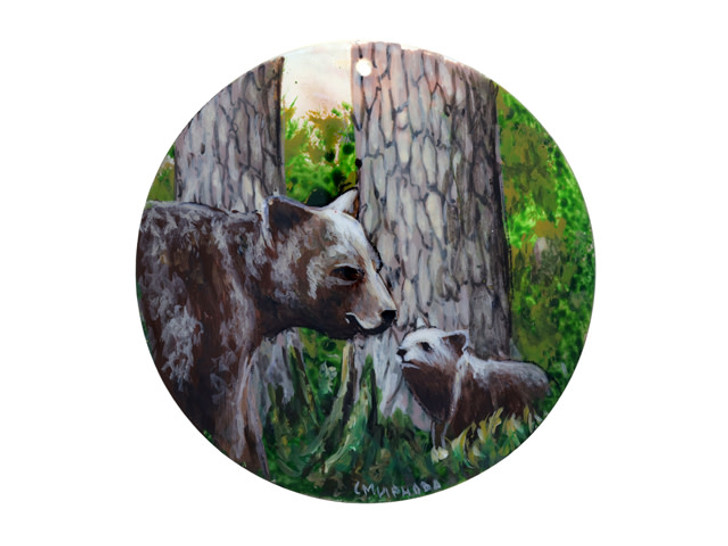 Wildlife and Pets Bear 1 60mm Mother of Pearl Pendant