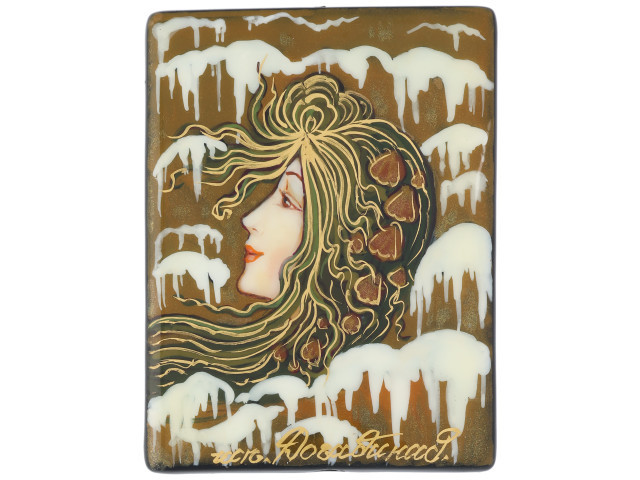 40 x 30mm La Vague (The Wave) by Henri Privat-Livemont Black Agate Rectangle Bead