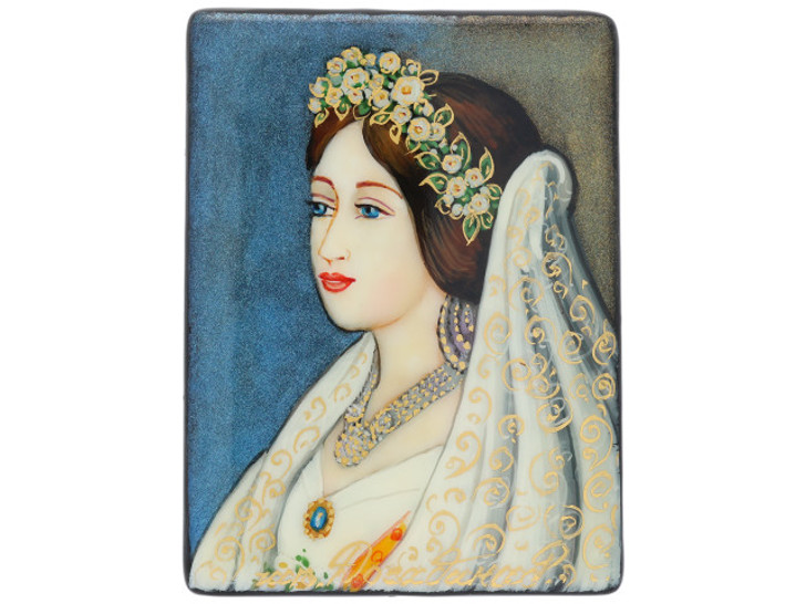 40 x 30mm Victoria Portrait 1 Black Agate Rectangle Bead