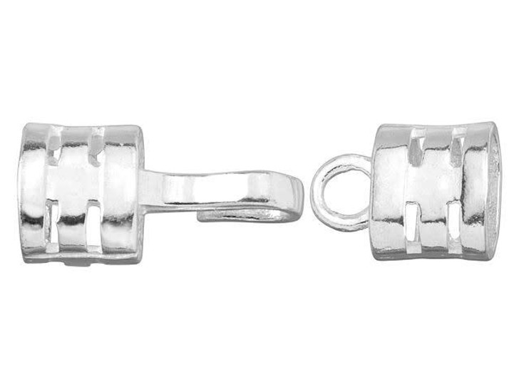 B&B Benbassat Sterling Silver 8x5mm Crimp Hook and Eye Clasp Set